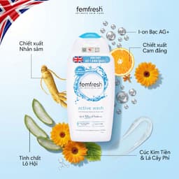 Combo 2 Dung Dịch Vệ Sinh Nữ Femfresh Active Fresh Wash Cho Người Ưa Vận Động Giúp Sạch Thơm,Tự Tin,Năng Động 250ml/chai 6