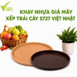 Khay Nhựa Việt Nhật Giả Mây Đựng Trái Cây, Bánh Kẹo GD346 - Mâm Nhựa Tròn Giả Mây Trang Trí Bàn Ăn 1