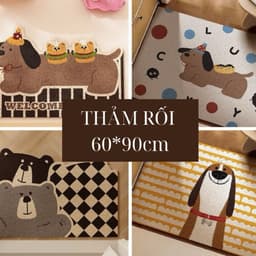 Thảm chùi chân rối CỠ TO 60x90cm HỌA TIẾT ĐỘNG VẬT gạt bụi tốt phong cách hiện đại 1