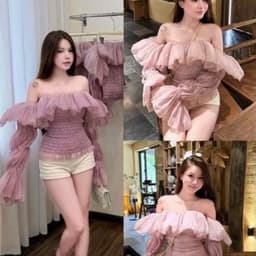 Áo Trễ Vai Nữ Tay Dài Nhún Bèo Kiểu Hàn Quốc, Áo Bo Chun Eo Dáng Croptop Thời Trang Nữ Kieupham.shop 6