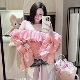 Áo Trễ Vai Nữ Tay Dài Nhún Bèo Kiểu Hàn Quốc, Áo Bo Chun Eo Dáng Croptop Thời Trang Nữ Kieupham.shop 9