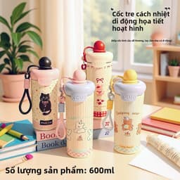 Bình giữ nhiệt ống hút inox 316 cấp thực phẩm chất lượng cao, cốc ống hút thể thao dung tích lớn 600ml 1