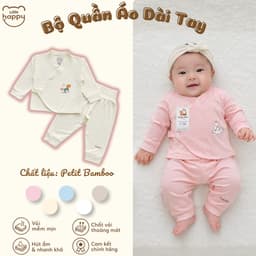 #42 Bộ Sơ Sinh Dài Tay Kimono Happy Kids Chất Petit Bamboo Cao Câp Mềm Mịn Không Gây Kích Ứng Cho Bé 1