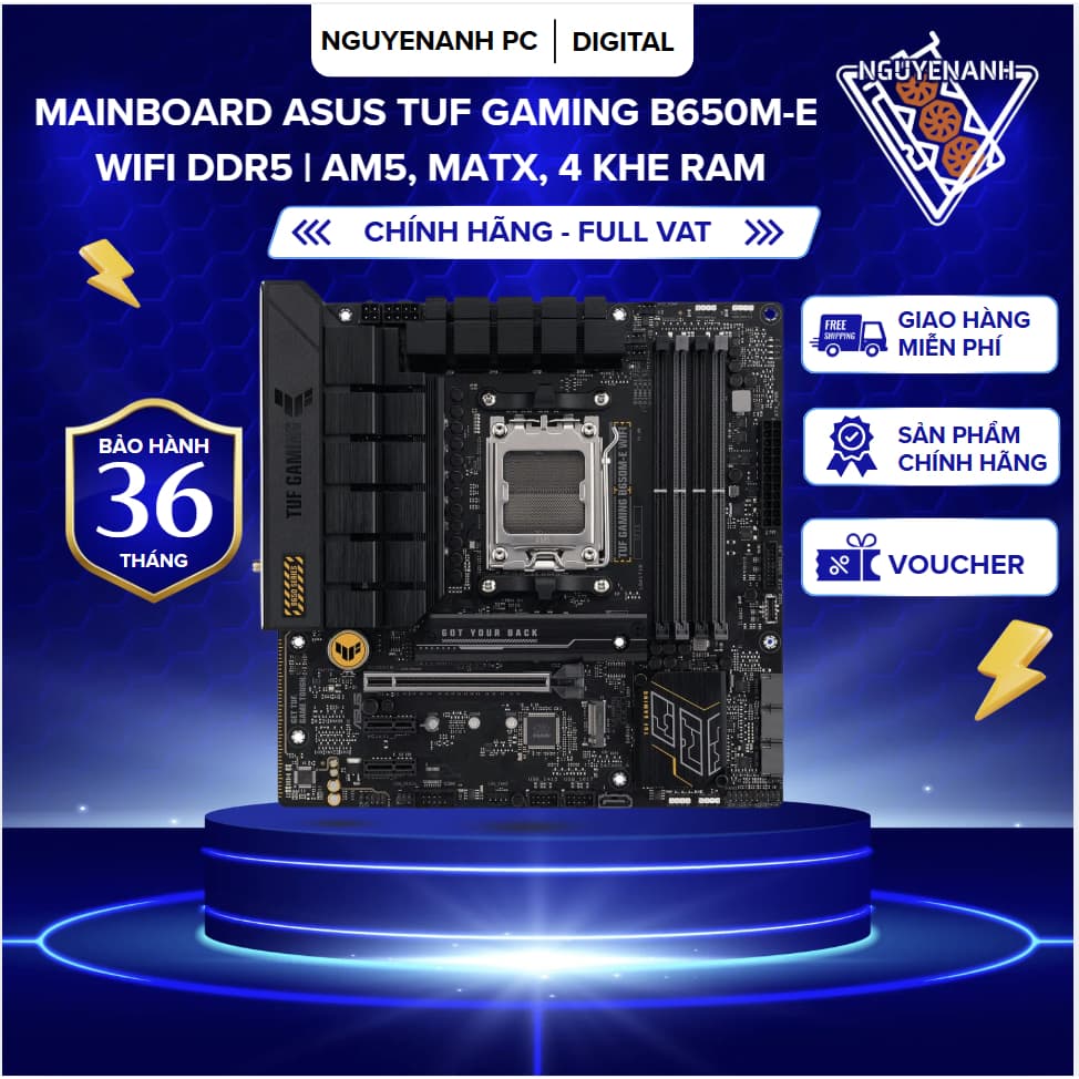 [Full Vat] Mainboard ASUS TUF Gaming B650M-E Wifi DDR5 | AM5, mATX, 4 khe RAM - Bh 36 tháng