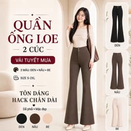 Quần Ống Loe Nữ Form Dáng Dài Lưng Cao Tôn Dáng Vải Tuyết Mưa Cao Cấp m101 1