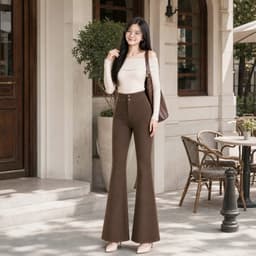 Quần Ống Loe Nữ Form Dáng Dài Lưng Cao Tôn Dáng Vải Tuyết Mưa Cao Cấp m101 4
