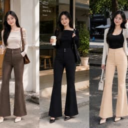 Quần Ống Loe Nữ Form Dáng Dài Lưng Cao Tôn Dáng Vải Tuyết Mưa Cao Cấp m101 6