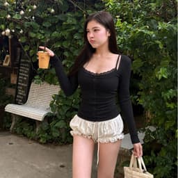 [Có Bigsize 45-85kg] Áo Thun Nữ Tay Dài Cổ Yếm Ren Thun Gân Co Giãn Mềm Mịn Form Đẹp LIMO MS292 5
