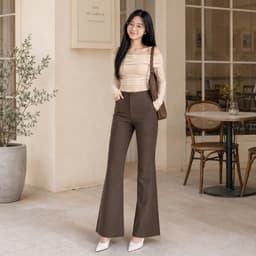 Quần Ống Loe Nữ Cạp Cao Vải Tuyết Mưa Mềm Mịn Đứng Form Tôn Vóc Dàng Đôi Chân Dài Thon Gọn m833 4