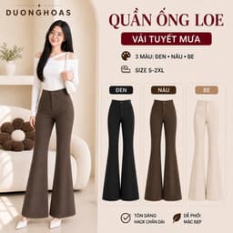 Quần Ống Loe Nữ Cạp Cao Vải Tuyết Mưa Mềm Mịn Đứng Form Tôn Vóc Dàng Đôi Chân Dài Thon Gọn m833 1