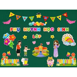 Sét trang trí bảng (Chào mừng phụ huynh học sinh, chào mừng năm học mới) chất liệu decal bóc dán chi tiết 7