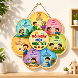 Bảng gỗ 5 điều Bác Hồ dạy thiếu niên nhi đồng, kích thước 30x40cm decor treo tường, treo lớp học ý nghĩa nhất 4