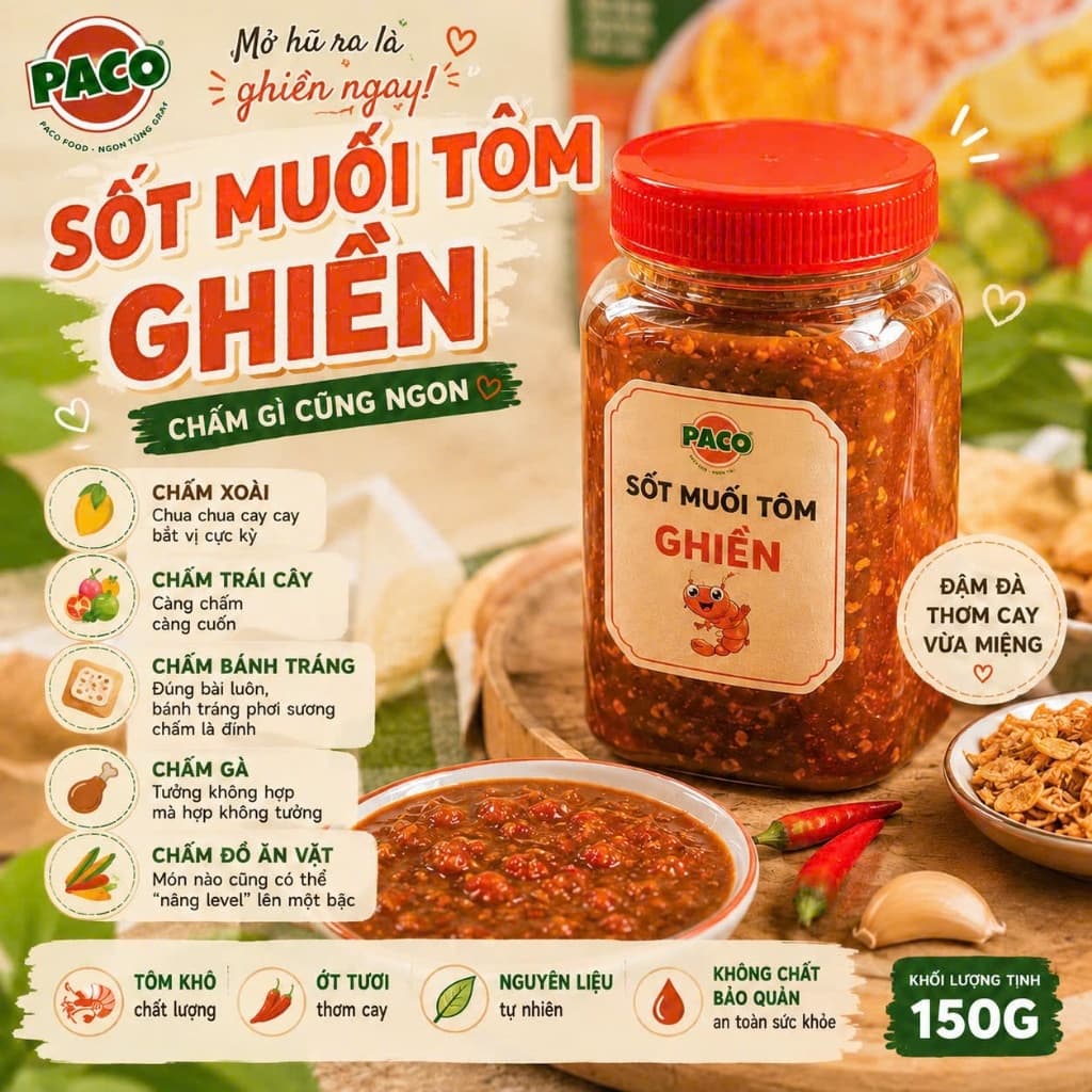 [ ĐÁNG THỬ] Hủ sốt muối tôm chấm ghiền hương vị độc quyền Paco Food chấm đa-zi-năng chấm bánh tráng trái cây chấm gà ăn