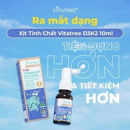 Vitamin D3 K2 Vitatree Plus DHA dạng xịt 10ml giúp trẻ phát triển não bọ và chiều cao 6