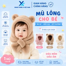 Mũ Len Lông Cừu Kèm Khăn Quàng Cổ Cho Bé Trai Bé Gái Smart HomeX Mềm Mại Giữ Ấm Mùa Lạnh 1