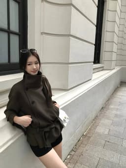 [ Deal - Mở Bán] Áo Khoác Nữ Dáng Ngắn Cổ Cao Cài Khuy Lệch Có Đai Eo Phong Cách Hàn Quốc Chali AZ90 9