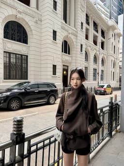 (Dmina ) Áo Khoác Mangto Nữ Dáng Lửng Form Suông Cổ Cao Kèm Đai Basic Dễ phối đồ 2