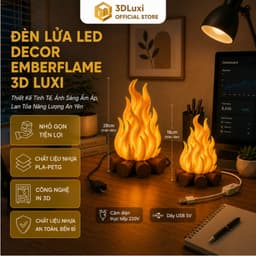 Đèn Decor Ngọn Lửa 3DLUXI, Đèn Ngủ, Decor Phòng Khách, Bàn Làm Việc In 3D Từ Nhựa PLA/PETG An Toàn 1