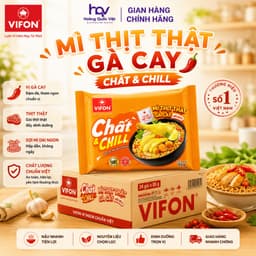 Thùng 24 gói Mì Thịt Thật Gà Cay Chất & Chill VIFON 85gr Ăn Liền Thơm Ngon Đậm Vị Tiện Lợi 1