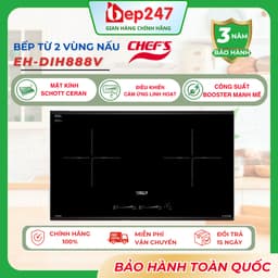 Bếp Từ Đôi Chefs EH-DIH888V Inverter 2 Vùng Nấu Booster 3700W Kính Schott Ceran Nhập Khẩu Đức 1