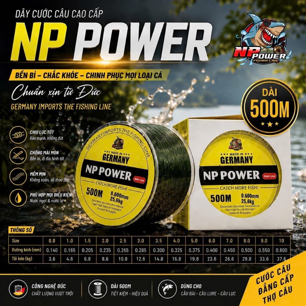 CƯỚC CÂU CÁ CAO CẤP Tàng hình NP POWER – CUỘN 500M .