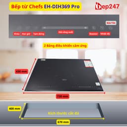 Bếp Từ Chefs EH-DIH369 PRO 2 Vùng Nấu Inverter Booster 3600W Mặt Kính Chống Xước Chính Hãn 7
