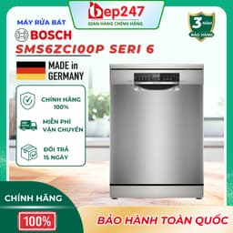 Máy Rửa Bát Bosch SMS6ZCI00P Serie 6 Độc Lập 14 Bộ, Sấy Zeolith, 8 Chương Trình, Home Connect 1