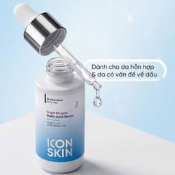 Serum ban đêm cho da dầu, da hỗn hợp Icon Skin Night Miracle Multi-Acid Serum 3