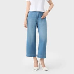 9198 - Quần Jean nữ ống suông cạp cao GenViet Jean 100% cotton 3