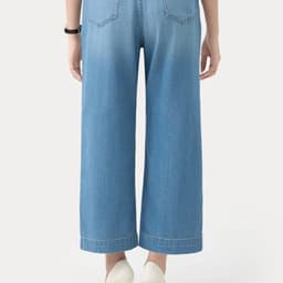 9198 - Quần Jean nữ ống suông cạp cao GenViet Jean 100% cotton 5