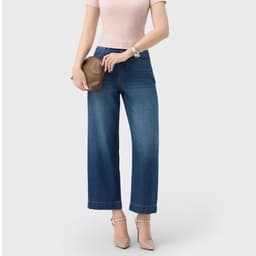 9198 - Quần Jean nữ ống suông cạp cao GenViet Jean 100% cotton 4