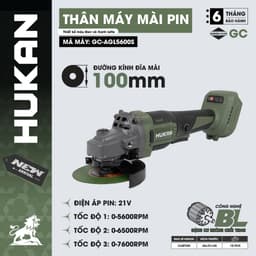Máy cắt mài góc pin HUKAN GC-AGL5600S, Tốc độ 7.600v/p, Đông cơ không chổi than - Chân pin phổ thông 1