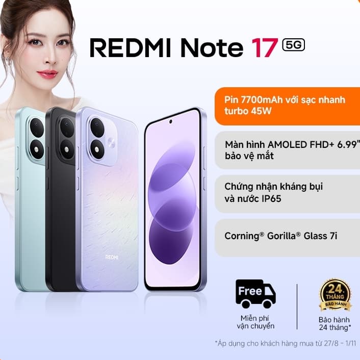 Điện thoại Xiaomi REDMI Note 17 5G (6+128GB | 6+256GB | 8+256GB) Chính hãng