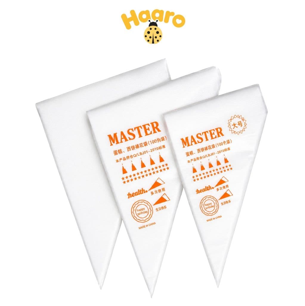 Túi Bắt Kem Tam Giác HAARO Dùng Một Lần – Set 100 Túi Bóp Kem Làm Bánh