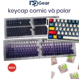 Keycap comic 109 Phím | Keycap Polar Contour Full Size 134 Phím | Profile Cherry |Kết Hợp Màu Gradient và Topographic 1