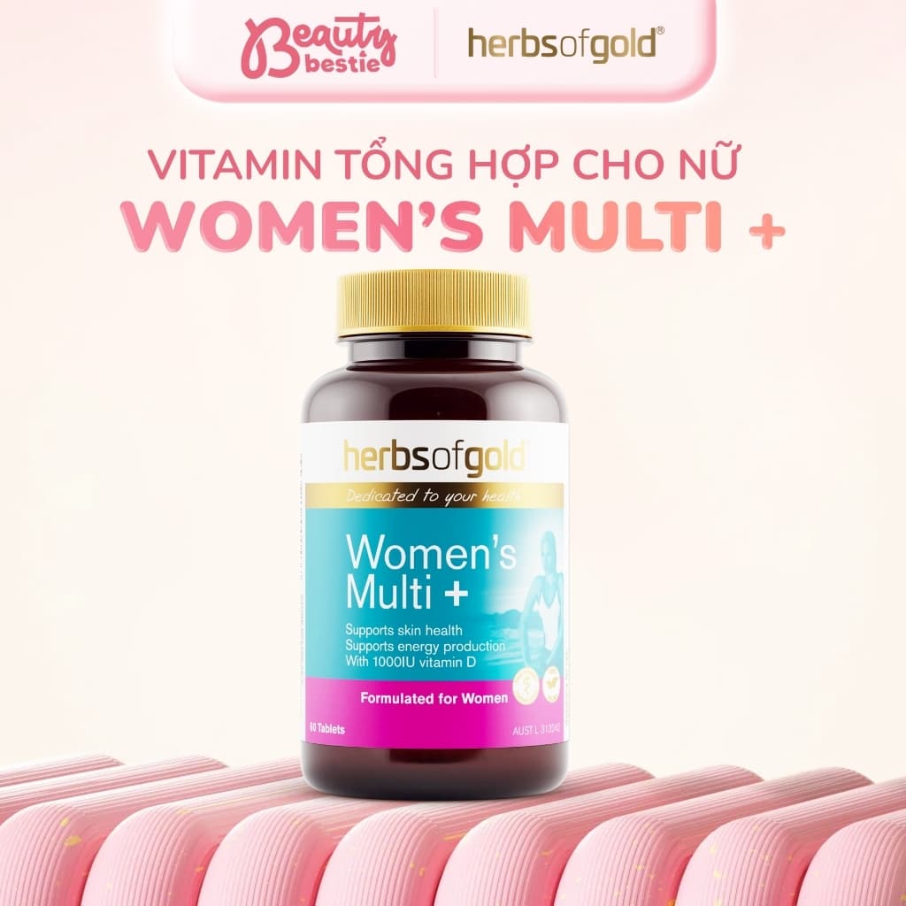 Viên Uống Vitamin Tổng Hợp Cho Phụ Nữ Herbs of Gold Women's Multi+ 60v Giảm Mệt Mỏi, Khỏe Đẹp