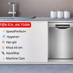 Máy Rửa Bát Bosch SMS4ECI01P Serie 4 14 Bộ Độc Lập Inox Home Connect Sấy Hé Cửa Chính Hãng 8