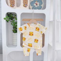[CD01] Bộ quần áo cộc tay quần dài chất thun tăm lạnh mềm mịn thoáng mát cho bé trai bé gái từ 4kg - 15kg - CÚN BABY 5