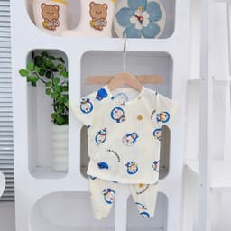 [CD01] Bộ quần áo cộc tay quần dài chất thun tăm lạnh mềm mịn thoáng mát cho bé trai bé gái từ 4kg - 15kg - CÚN BABY 7