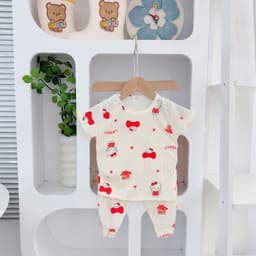 [CD01] Bộ quần áo cộc tay quần dài chất thun tăm lạnh mềm mịn thoáng mát cho bé trai bé gái từ 4kg - 15kg - CÚN BABY 6