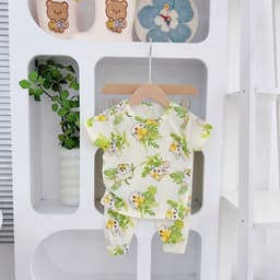 [CD01] Bộ quần áo cộc tay quần dài chất thun tăm lạnh mềm mịn thoáng mát cho bé trai bé gái từ 4kg - 15kg - CÚN BABY 4