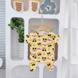 [CD01] Bộ quần áo cộc tay quần dài chất thun tăm lạnh mềm mịn thoáng mát cho bé trai bé gái từ 4kg - 15kg - CÚN BABY 2