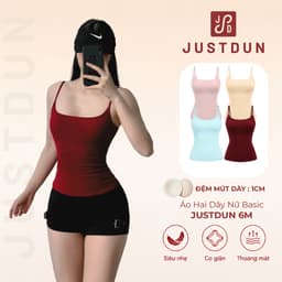 [XẢ KHO] Áo Hai Dây Nữ Basic Ôm Body Chất Cotton Lông Mịn Tôn Dáng JUSTDUN 6M (KÈM MÚT - 2 LỚP) 1