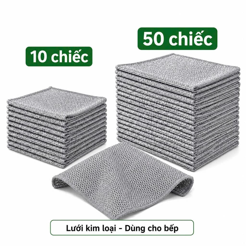 Combo 10-50 Giẻ Rửa Chén Kim Loại Lau Bồn Rửa Bát Cọ Rửa Xoong Nồi Đa Năng,  Không Mài Mòn kdn1511