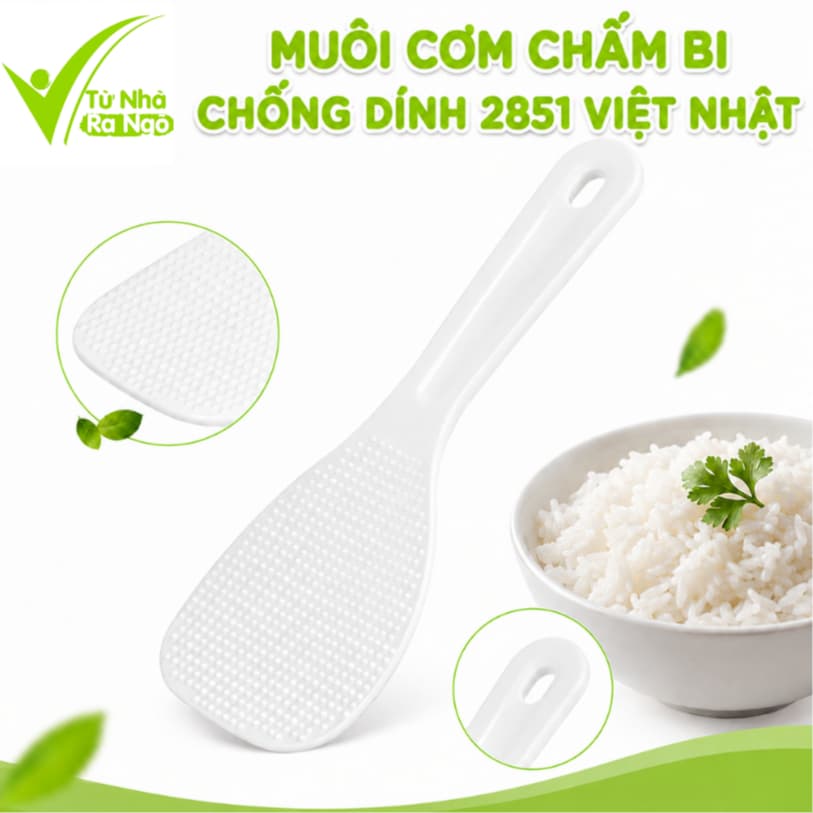Muôi Cơm Chấm Bi Chống Dính Cán Dài Chịu Nhiệt Dễ Cầm Tay Phù Hợp Mọi Nồi Cơm Gia Đình GD364