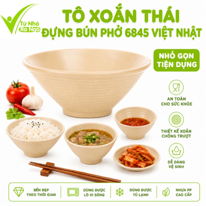 Tô Xoắn Thái Bé Nhựa PP Cao Cấp An Toàn Thực Phẩm Dùng Được Lò Vi Sóng Tủ Lạnh Bền Đẹp GD365