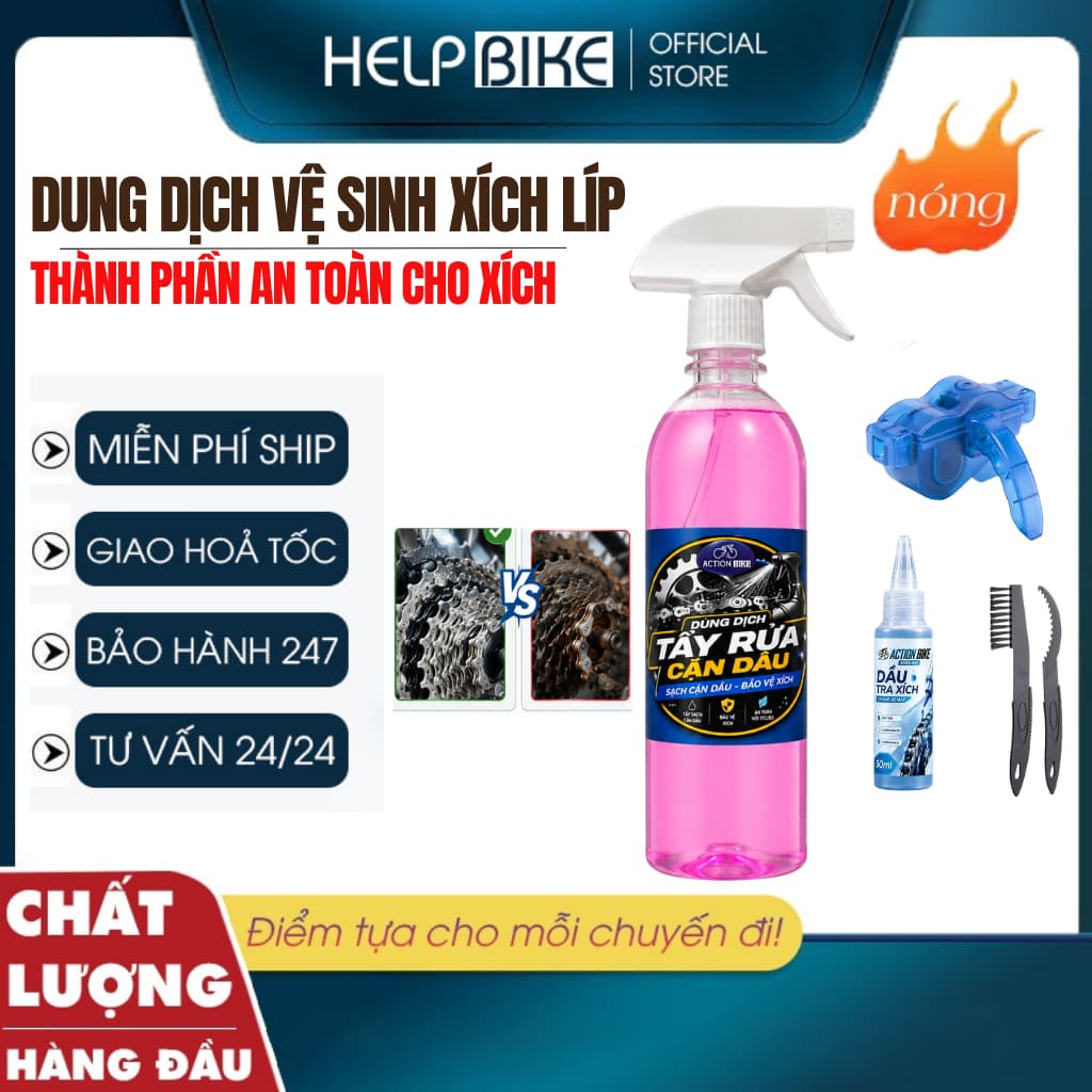 Dung Dịch Vệ Sinh Xích Líp Xe Đạp Siêu Sạch, Nước Rửa Xích ACTION BIKE Loại Bỏ Cặn Dầu Xích - DDDX_action01