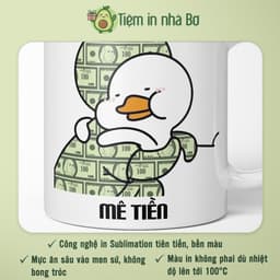 Ly sứ cốc sứ "LÀM VÌ ĐAM MÊ - MÊ TIỀN" in hình vịt trắng ôm vịt tiền, quà tặng bạn bè đồng nghiệp hài hước hot trend 2