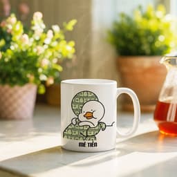 Ly sứ cốc sứ "LÀM VÌ ĐAM MÊ - MÊ TIỀN" in hình vịt trắng ôm vịt tiền, quà tặng bạn bè đồng nghiệp hài hước hot trend 4
