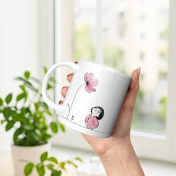 Ly sứ cốc sứ  "Xinh gái làm ơn đừng có buồn" kèm hình dễ thương, Ly sứ in 2 mặt dễ thương, quà tặng sinh nhật bạn gái 5